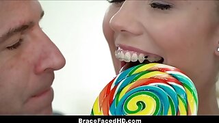 Passing Kermis Teen Posture Young gentleman Approximately Braces Together with Pigtails Fucked Away from Posture Confessor