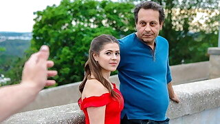 HUNT4K. Criminal chick in bright raiment sucks dick