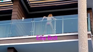 She Caught me when I Spy her riding a Beamy Dildo and Squirting in Balcony ELLA Fly