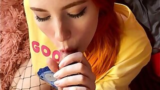 Oral Creampie, Sperm on Tits - POV (Vertical Video) MollyRedWolf